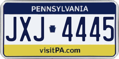 PA license plate JXJ4445