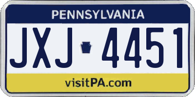 PA license plate JXJ4451