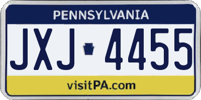 PA license plate JXJ4455