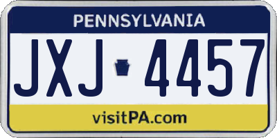PA license plate JXJ4457