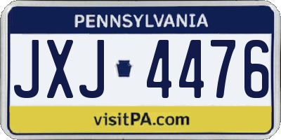 PA license plate JXJ4476