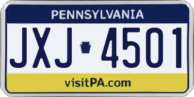 PA license plate JXJ4501