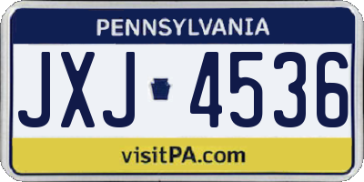 PA license plate JXJ4536