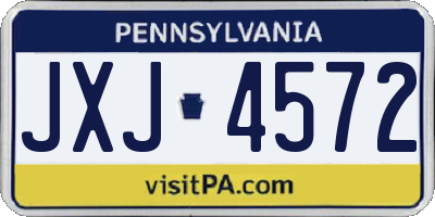 PA license plate JXJ4572