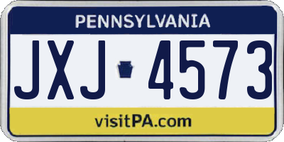 PA license plate JXJ4573