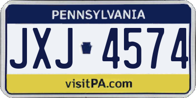 PA license plate JXJ4574