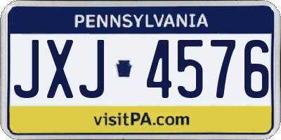 PA license plate JXJ4576