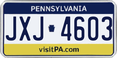 PA license plate JXJ4603