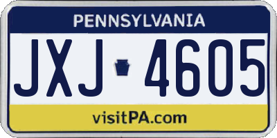 PA license plate JXJ4605