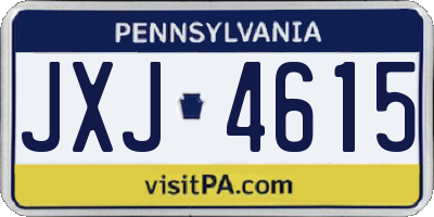 PA license plate JXJ4615