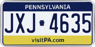 PA license plate JXJ4635