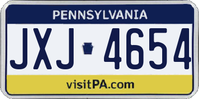 PA license plate JXJ4654