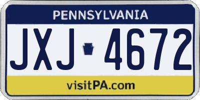 PA license plate JXJ4672