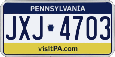 PA license plate JXJ4703