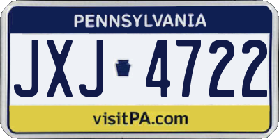 PA license plate JXJ4722