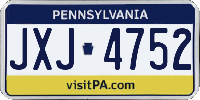 PA license plate JXJ4752