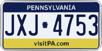 PA license plate JXJ4753