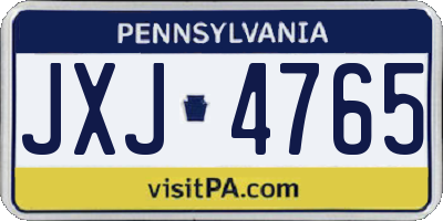 PA license plate JXJ4765