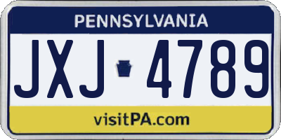 PA license plate JXJ4789