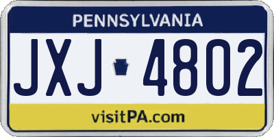 PA license plate JXJ4802