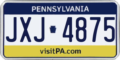 PA license plate JXJ4875