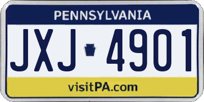 PA license plate JXJ4901