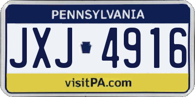 PA license plate JXJ4916