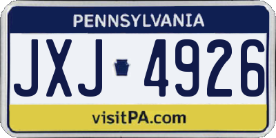 PA license plate JXJ4926