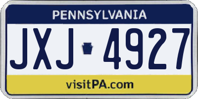 PA license plate JXJ4927