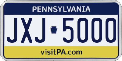 PA license plate JXJ5000