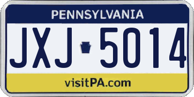 PA license plate JXJ5014