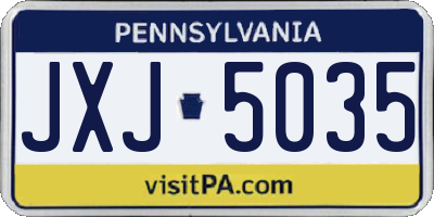 PA license plate JXJ5035