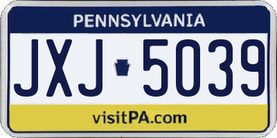 PA license plate JXJ5039