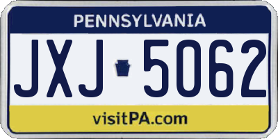 PA license plate JXJ5062