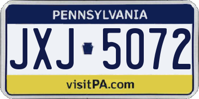 PA license plate JXJ5072