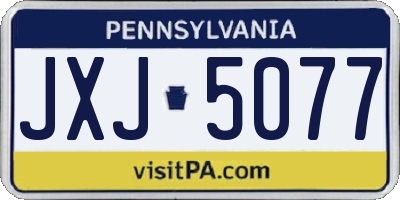 PA license plate JXJ5077