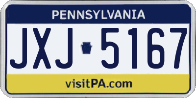 PA license plate JXJ5167