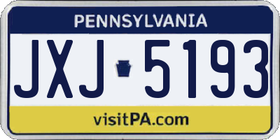 PA license plate JXJ5193