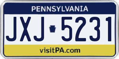 PA license plate JXJ5231