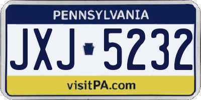 PA license plate JXJ5232