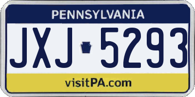 PA license plate JXJ5293