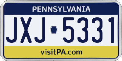 PA license plate JXJ5331