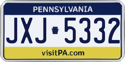 PA license plate JXJ5332