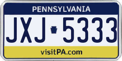PA license plate JXJ5333