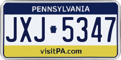 PA license plate JXJ5347