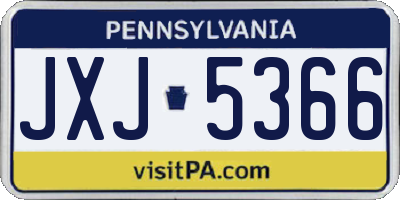PA license plate JXJ5366