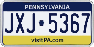 PA license plate JXJ5367