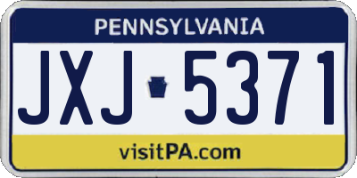 PA license plate JXJ5371