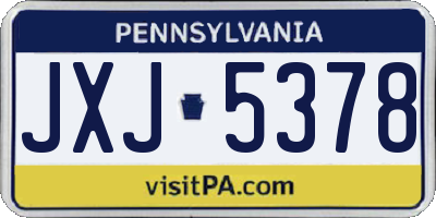 PA license plate JXJ5378