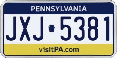 PA license plate JXJ5381
